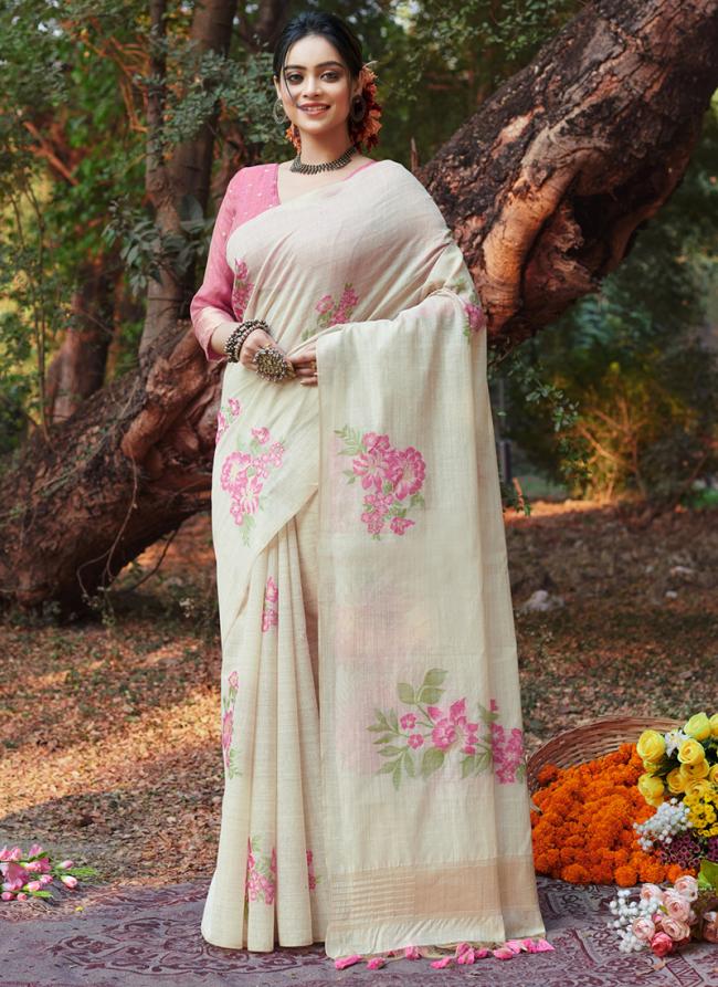 Cotton Pink Traditional Wear Weaving Saree